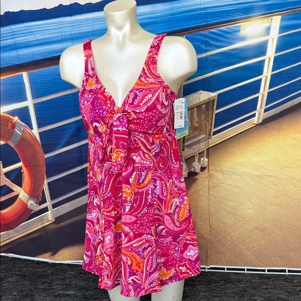 Swim Solutions Pink and Orange Paisley SZ 16W